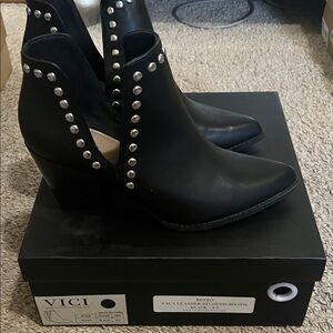 Vici Black Studded Heeled Boots